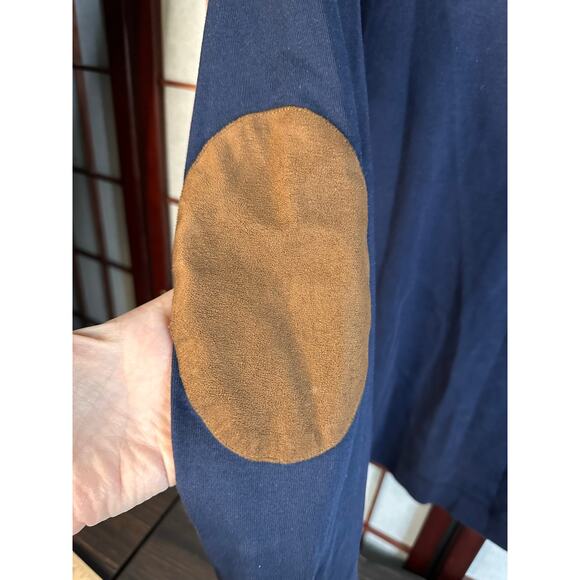 Lauren Ralph Lauren long-sleeved top, navy blue,  brown suede accents 1X - Picture 5 of 8